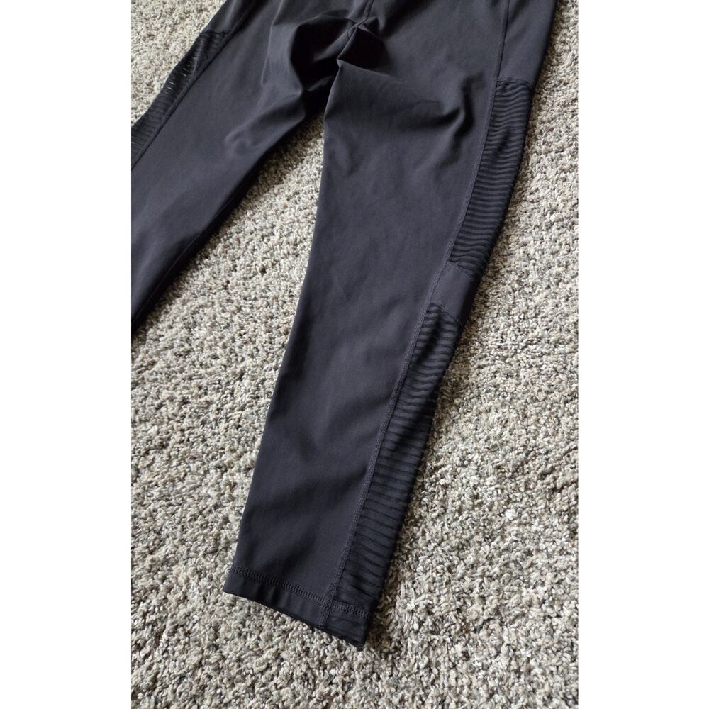 WalkPop Black Crop Workout Leggings with Sheer Moto Mesh Sides Woman Size Medium - Picture 4 of 7